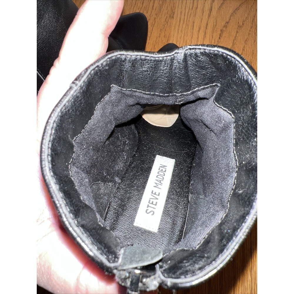 STEVE MADDEN Black Leather High Heel Ankle Boots, back zip‎ 7.5 M - Picture 6 of 7